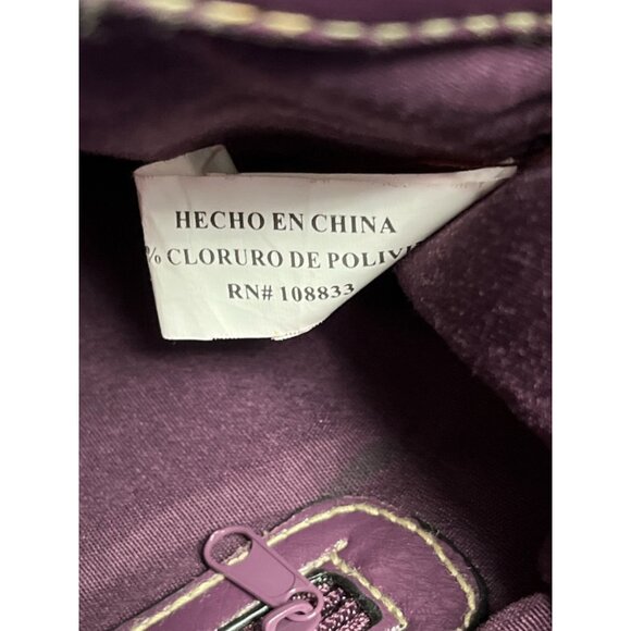 Strada Purple Faux Leather Shoulder Bag Tote – Silver Logo Plate Satchel Handbag - Picture 6 of 8